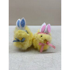 Palm Pet Chirping Easter Chick Plush Bunny Ears One Pink One Blue Dandee
